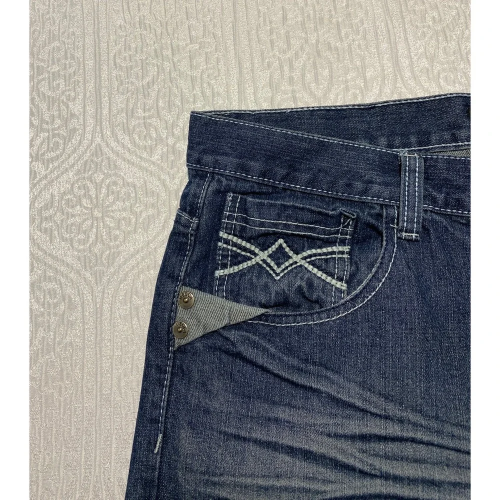 Mecca Men's‎ Straight Fit Blue Denim Jeans Size 40x34 Embroidered Pockets